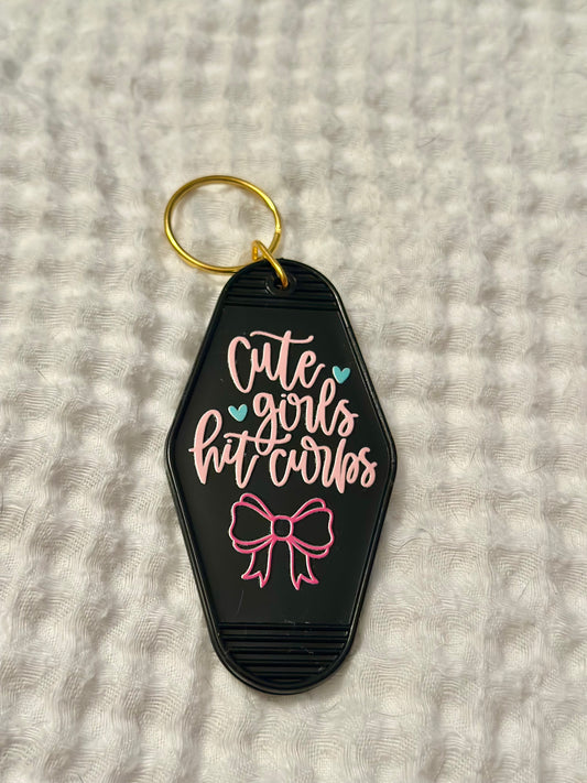 Cute Girls Hit Curbs Keychain