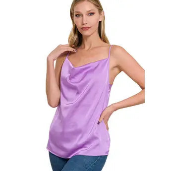 Satin Cowl Neck Top
